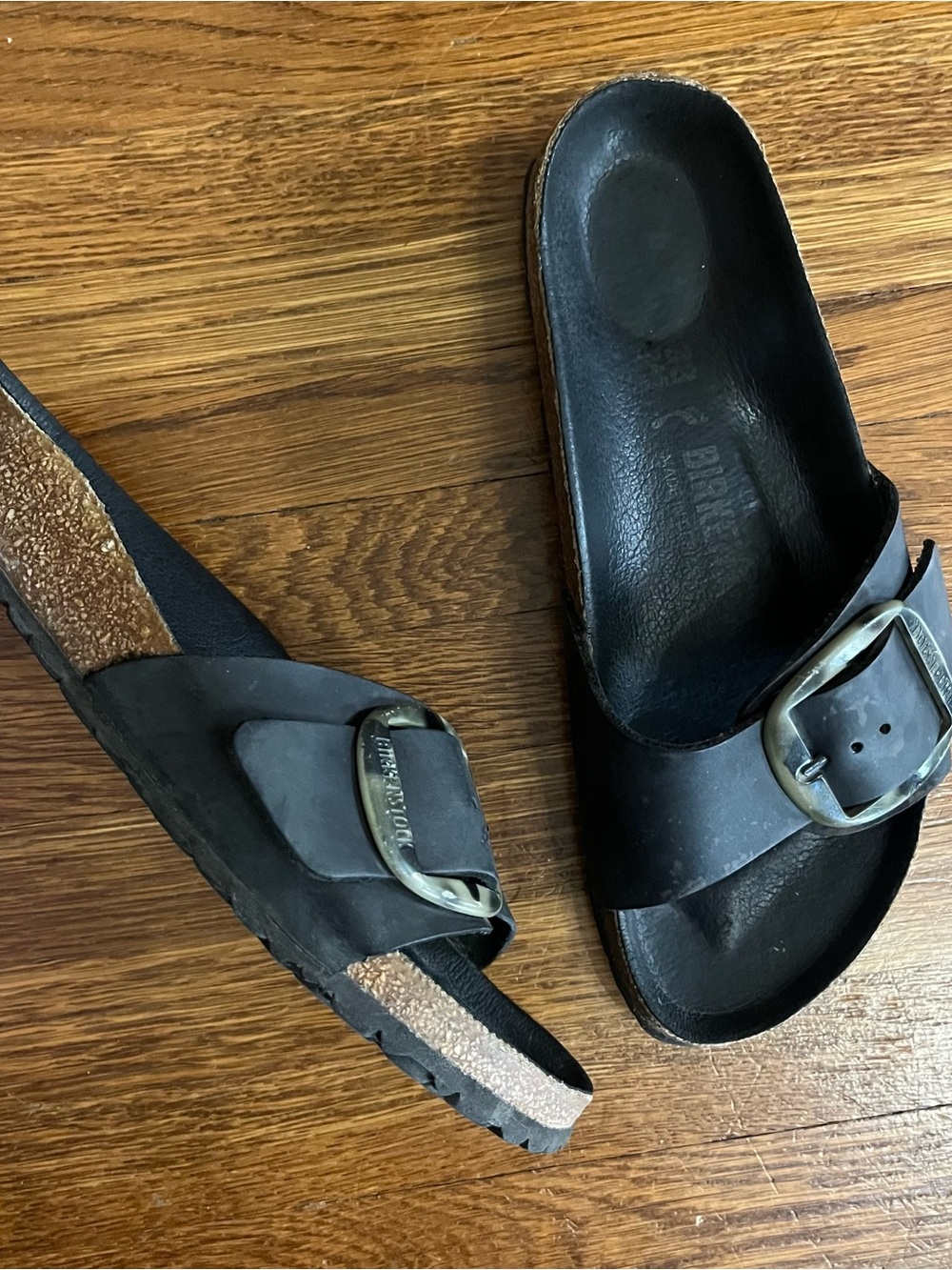 Birkenstock Madrid 38 black oiled leather Tortoise buckle